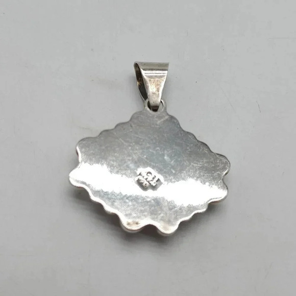 Vintage CLL Mexican Sterling Silver Blue Lace Agate Pendant - Picture 3 of 7